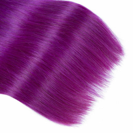 Purple 10A Grade Silver #1B/ purple  3/4 Straight BUNDLES with CLOSURE
