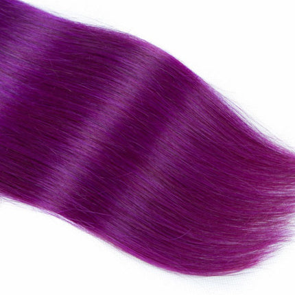 Purple 10A Grade Silver #1B/ purple  3/4 Straight BUNDLES with CLOSURE