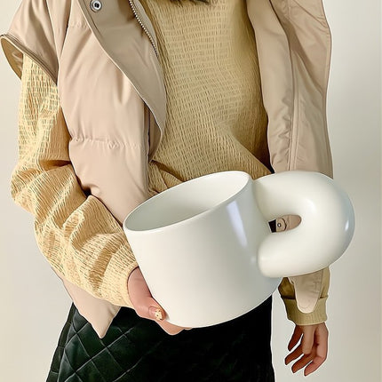 Handmade XXXL Ceramic Chubby Mug - Unique Cute Large Mug for Coffee &