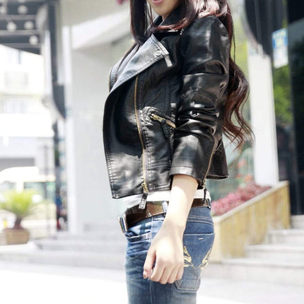 Womens Cropped Vegan Leather Jacket