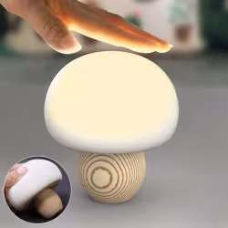 Silicone LED Night Lamp Brightness Adjustable Mushroom Pat Switch Wooden Base Timing LED Night Light For Children's Gift Silicone LED Night Lamp Brightness Adjustable Mushroom Pat Switch Wooden Base Timing LED Night Light For Children's Gift