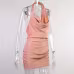 Satin Party Dress V Neck Backless Mini Sleeveless Summer Party Dress