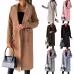 Double Breasted Lapel Coat Winter Fashion Solid Slim Long Jacket Long Sleeve Tops Womens Clothing