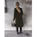 Double Breasted Lapel Coat Winter Fashion Solid Slim Long Jacket Long Sleeve Tops Womens Clothing