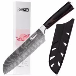 Qulajoy Santoku Knife, High Carbon Stainless Steel Chef Knife Japanese Kitchen Knives With Ergonomic Pakkawood Handle, Chopping Knife For Home Kitchen Cooking Qulajoy Santoku Knife, High Carbon Stainless Steel Chef Knife Japanese Kitchen Knives With Ergonomic Pakkawood Handle, Chopping Knife For Home Kitchen Cooking