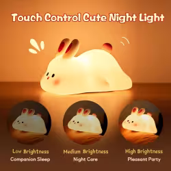 Cute LED Night Light Touch Sensor Cartoon Kid's Nightlights Big Face Rabbit Silicone Night Light Christmas Gift Bedside Lamp Home Decor Cute LED Night Light Touch Sensor Cartoon Kid's Nightlights Big Face Rabbit Silicone Night Light Christmas Gift Bedside Lamp Home Decor