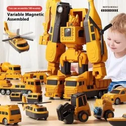Magnetic Deformation Engineering Car Children's Toy Car Building Blocks Toy Magnetic Deformation Engineering Car Children's Toy Car Building Blocks Toy