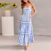 Summer Striped Printed Suspender Long Dress With Pockets Fashion Square Neck Backless Dresses For Beach Vacation Women Clothing Summer Striped Printed Suspender Long Dress With Pockets Fashion Square Neck Backless Dresses For Beach Vacation Women Clothing