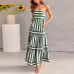 Summer Striped Printed Suspender Long Dress With Pockets Fashion Square Neck Backless Dresses For Beach Vacation Women Clothing Summer Striped Printed Suspender Long Dress With Pockets Fashion Square Neck Backless Dresses For Beach Vacation Women Clothing