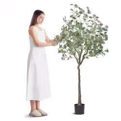 Artificial Eucalyptus Tree, 6 FT Tall Faux Plant, Secure PE Material & Anti-Tip Tilt Protection Low-Maintenance Plant, Lifelike Green Fake Potted Tree For Home Office Decor Indoor Outdoor Artificial Eucalyptus Tree, 6 FT Tall Faux Plant, Secure PE Material & Anti-Tip Tilt Protection Low-Maintenance Plant, Lifelike Green Fake Potted Tree For Home Office Decor Indoor Outdoor