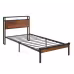 Twin Size Metal Platform Bed Frame With Wooden Headboard And Footboard With USB LINER Twin Size Metal Platform Bed Frame With Wooden Headboard And Footboard With USB LINER