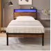 Twin Size Metal Platform Bed Frame With Wooden Headboard And Footboard With USB LINER Twin Size Metal Platform Bed Frame With Wooden Headboard And Footboard With USB LINER