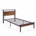 Twin Size Metal Platform Bed Frame With Wooden Headboard And Footboard With USB LINER Twin Size Metal Platform Bed Frame With Wooden Headboard And Footboard With USB LINER