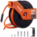 VEVOR Retractable Air Hose Reel, 50 FT Hybrid Air Hose Max 300PSI, Air Compressor Hose Reel With 5 Ft Lead In, Ceiling Wall Mount Heavy Duty Single Arm Steel Reel VEVOR Retractable Air Hose Reel, 50 FT Hybrid Air Hose Max 300PSI, Air Compressor Hose Reel With 5 Ft Lead In, Ceiling Wall Mount Heavy Duty Single Arm Steel Reel
