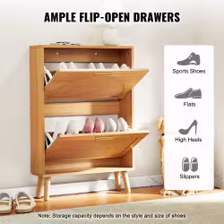 VEVOR Shoe Cabinet With 2 Flip Drawers, Shoe Storage Cabinet For Entryway, Free Standing Shoe Storage Organizer With Rattan Doors For Heels, Boots, Slippers In Hallway, Living Room VEVOR Shoe Cabinet With 2 Flip Drawers, Shoe Storage Cabinet For Entryway, Free Standing Shoe Storage Organizer With Rattan Doors For Heels, Boots, Slippers In Hallway, Living Room