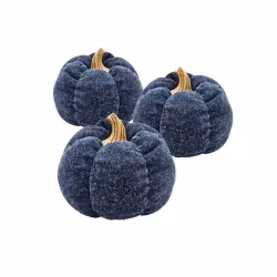 A Set Of 3 Deep Blue Pumpkin Decorations A Set Of 3 Deep Blue Pumpkin Decorations