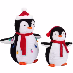 2-Piece Lighted Plush Penguins Christmas Yard Decorations, Set Of 2 Pre-lit Pull Up Penguins With 150 Warm White LEDs, Multi-color Light String And Stakes For Xmas Outdoor Holiday Indoor Decor 2-Piece Lighted Plush Penguins Christmas Yard Decorations, Set Of 2 Pre-lit Pull Up Penguins With 150 Warm White LEDs, Multi-color Light String And Stakes For Xmas Outdoor Holiday Indoor Decor