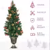 HOMCOM Prelit Holiday Christmas 4-Piece Set, Garland Wreath And Set Of 2 Entrance Trees With Warm White LED Lights, Red Berries, Pine Cones, Green HOMCOM Prelit Holiday Christmas 4-Piece Set, Garland Wreath And Set Of 2 Entrance Trees With Warm White LED Lights, Red Berries, Pine Cones, Green