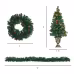 HOMCOM Prelit Holiday Christmas 4-Piece Set, Garland Wreath And Set Of 2 Entrance Trees With Warm White LED Lights, Red Berries, Pine Cones, Green HOMCOM Prelit Holiday Christmas 4-Piece Set, Garland Wreath And Set Of 2 Entrance Trees With Warm White LED Lights, Red Berries, Pine Cones, Green