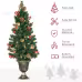 HOMCOM Prelit Holiday Christmas 4-Piece Set, Garland Wreath And Set Of 2 Entrance Trees With Warm White LED Lights, Red Berries, Pine Cones, Green HOMCOM Prelit Holiday Christmas 4-Piece Set, Garland Wreath And Set Of 2 Entrance Trees With Warm White LED Lights, Red Berries, Pine Cones, Green