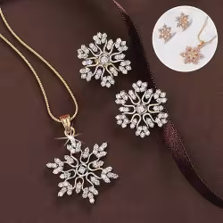 3pcs Snowflake Necklace Set With Rhinestones Earrings And Clavicle Chain Pendant Necklace Valentine's Day Gift 3pcs Snowflake Necklace Set With Rhinestones Earrings And Clavicle Chain Pendant Necklace Valentine's Day Gift