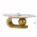 Modern Oval Coffee Table For Living Room, Marble Pattern Sintered Stone Coffee Tabletop With Gold Stainless Steel Base In 47.2 Modern Oval Coffee Table For Living Room, Marble Pattern Sintered Stone Coffee Tabletop With Gold Stainless Steel Base In 47.2