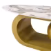 Modern Oval Coffee Table For Living Room, Marble Pattern Sintered Stone Coffee Tabletop With Gold Stainless Steel Base In 47.2