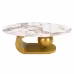 Modern Oval Coffee Table For Living Room, Marble Pattern Sintered Stone Coffee Tabletop With Gold Stainless Steel Base In 47.2