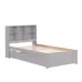Modern Twin Size Bed Frame With Built-in USB Port On Bookcase Headboard And 2 Drawers For Grey Color Modern Twin Size Bed Frame With Built-in USB Port On Bookcase Headboard And 2 Drawers For Grey Color