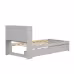 Modern Twin Size Bed Frame With Built-in USB Port On Bookcase Headboard And 2 Drawers For Grey Color Modern Twin Size Bed Frame With Built-in USB Port On Bookcase Headboard And 2 Drawers For Grey Color
