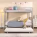 METAL BUNK BED WITH TRUNDLE SILVER METAL BUNK BED WITH TRUNDLE SILVER