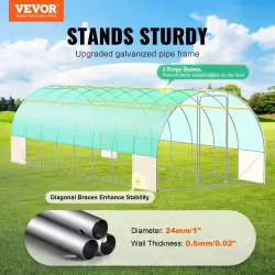 VEVOR Walk-in Tunnel Greenhouse 27.38x9.5x7.38ft Galvanized Frame PE Cover Green VEVOR Walk-in Tunnel Greenhouse 27.38x9.5x7.38ft Galvanized Frame PE Cover Green