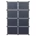 2 Rows, 7 Layers, 14 Compartments, Semi Transparent Doors, Black Patterned Cabinet Body