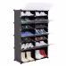 2 Rows, 7 Layers, 14 Compartments, Semi Transparent Doors, Black Patterned Cabinet Body