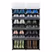 2 Rows, 7 Layers, 14 Compartments, Semi Transparent Doors, Black Patterned Cabinet Body