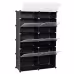2 Rows, 7 Layers, 14 Compartments, Semi Transparent Doors, Black Patterned Cabinet Body