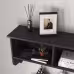 Espresso Entryway Wall Mounted Coat Rack With 4 Dual Hooks Living Room Wooden Storage Shelf