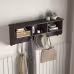 Espresso Entryway Wall Mounted Coat Rack With 4 Dual Hooks Living Room Wooden Storage Shelf