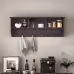Espresso Entryway Wall Mounted Coat Rack With 4 Dual Hooks Living Room Wooden Storage Shelf