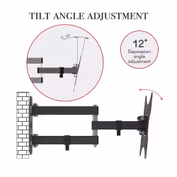 TMX200 Is Adjustable Up And Down 5-12 Degrees With Rotation 180 Degrees, And The Wall-mounted TV Stand Has A Load Capacity Of 30kg TMX200 Is Adjustable Up And Down 5-12 Degrees With Rotation 180 Degrees, And The Wall-mounted TV Stand Has A Load Capacity Of 30kg