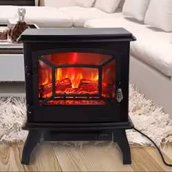 US SF507-17 120V 1400W 17in Fireplace, Black, Iron Sheet, Freestanding-Fake Firewood-Heating Wire