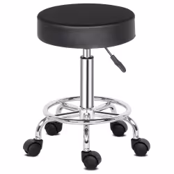 Semi-PU Leather SGS Certified Air Bar Shaped Cotton 8cm Thickness Nylon Wheel 150kg Black Technician Stool Round Cushion Semi-PU Leather SGS Certified Air Bar Shaped Cotton 8cm Thickness Nylon Wheel 150kg Black Technician Stool Round Cushion