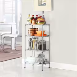 Rectangular Four Story Household Storage Rack, Silver Gray