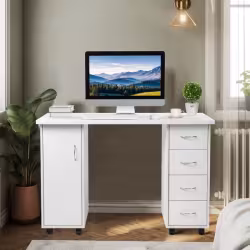 White 120X54X81cm One Door Four Drawers Computer Desk Nail Art Table 1PC White 120X54X81cm One Door Four Drawers Computer Desk Nail Art Table 1PC