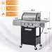 Propane Grill 3 Burner Barbecue Grill Stainless Steel Gas Grill With Side Burner And Cover For Outdoor BBQ, Camping