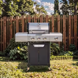 Propane Grill 3 Burner Barbecue Grill Stainless Steel Gas Grill With Side Burner And Cover For Outdoor BBQ, Camping Propane Grill 3 Burner Barbecue Grill Stainless Steel Gas Grill With Side Burner And Cover For Outdoor BBQ, Camping