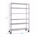 Six-layer Free Combination And Disassembly With 1 Row Of Side Hooks With Adjusting Feet And Wheels Iron Can Freely Adjust The Spacing Of Layers Household Shelves 117X45X208cm Baked Lacquered Silver
