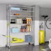 Six-layer Free Combination And Disassembly With 1 Row Of Side Hooks With Adjusting Feet And Wheels Iron Can Freely Adjust The Spacing Of Layers Household Shelves 117X45X208cm Baked Lacquered Silver Six-layer Free Combination And Disassembly With 1 Row Of Side Hooks With Adjusting Feet And Wheels Iron Can Freely Adjust The Spacing Of Layers Household Shelves 117X45X208cm Baked Lacquered Silver
