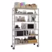 Six-layer Free Combination And Disassembly With 1 Row Of Side Hooks With Adjusting Feet And Wheels Iron Can Freely Adjust The Spacing Of Layers Household Shelves 117X45X208cm Baked Lacquered Silver