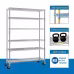 Six-layer Free Combination And Disassembly With 1 Row Of Side Hooks With Adjusting Feet And Wheels Iron Can Freely Adjust The Spacing Of Layers Household Shelves 117X45X208cm Baked Lacquered Silver